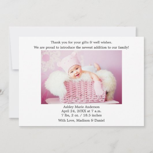 Hallo Baby Kalligrafiescript Hart 4 foto's Aankondiging (Achterkant)