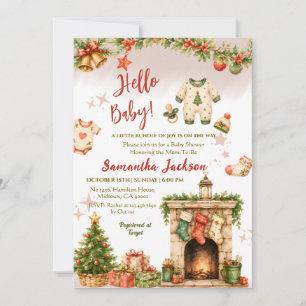 Hallo Baby Kerstmis winter vakantie Baby Shower Kaart