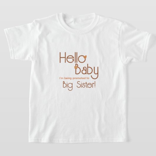 Hallo Baby Kind Gepromoveerd naar Big Sister T-shirt (Laagn)