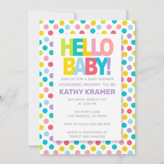 hallo BABY! Kleurrijk Baby shower Kaart (Voorkant)
