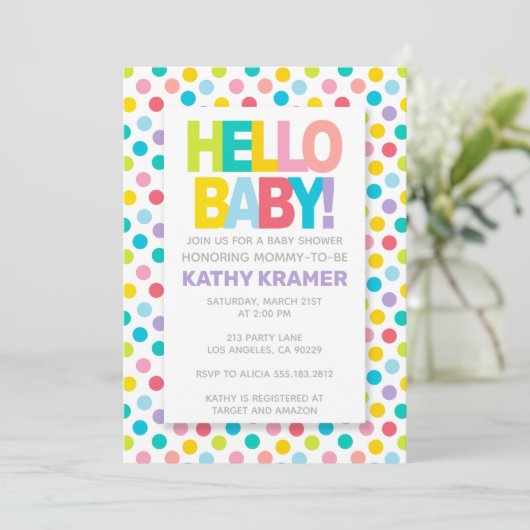 hallo BABY! Kleurrijk Baby shower Kaart (Staand voorkant)