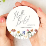 Hallo Baby Kleurrijke Wildflower Ronde Kartonnen Onderzetter<br><div class="desc">Hallo Deze kleurrijke wilde bloem baby ronde papier onderzetter is ideaal voor uw eenvoudige, grillige, boho regenboog zomer baby shower. De felle, betoverde roze, gele, oranje en gouden kleurbloemen geven dit product het gevoel van een minimalistische, elegante, hippie-voorjaarstuin. Het moderne ontwerp is kunstzinnig en delicaat, met een klassieke aardse weide...</div>