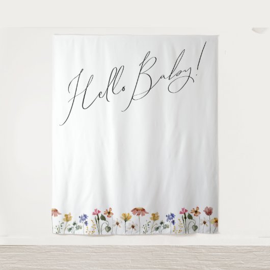 Hallo Baby Kleurrijke Wildflower Wandkleed (Voorkant)