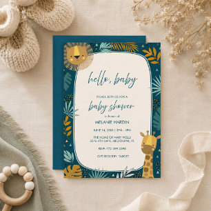 Hallo Baby Leeuw Safari Baby Shower Uitnodiging