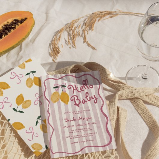 Hallo Baby Lemon Bows Girls Baby shower Kaart