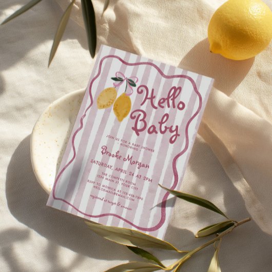 Hallo Baby Lemon Bows Girls Baby shower Kaart