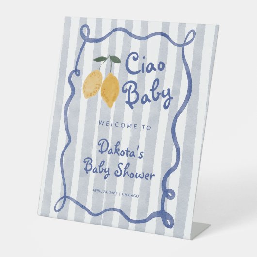 Hallo Baby Lemon Boys Baby shower Welkom Reclamebord Met Voetstuk (Voorkant)