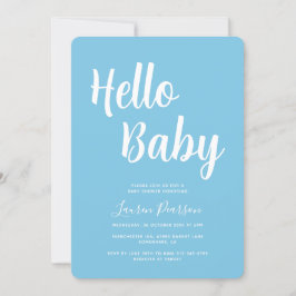 Hallo Baby Lichtblauw Baby shower Uitnodiging