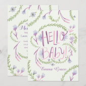 hallo Baby Mauve Meet en Greet Invitation Kaart (Voorkant / Achterkant)