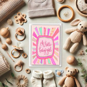 Hallo Baby Meisje Leuk Roze Modern Whimsical Kaart