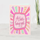 Hallo Baby Meisje Leuk Roze Modern Whimsical Kaart (Voorkant)