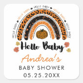 Hallo Baby Meisje Pompoen Baby shower Vierkante Sticker (Voorkant)