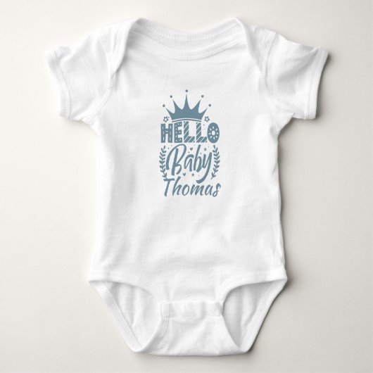 hallo Baby met de naam van Crown Baby, Blauw Romper (Voorkant)