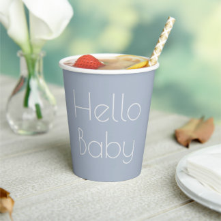 Hallo Baby Minimal Clean Blue Boy Typografie Papieren Bekers
