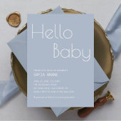 Hallo Baby Minimal Clean Blue Typography Boy Kaart