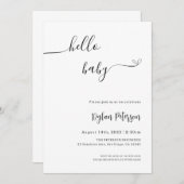 hallo Baby | Minimale uitnodiging tot Baby shower (Voorkant / Achterkant)