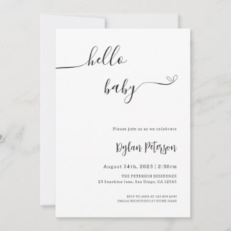 hallo Baby | Minimale uitnodiging tot Baby shower