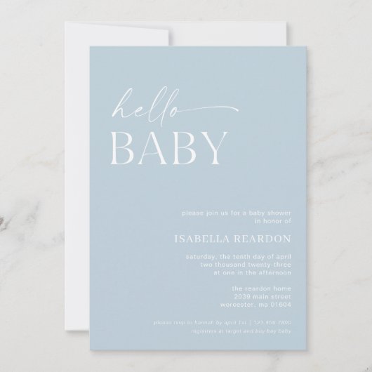 hallo Baby minimalistisch Baby shower Kaart (Voorkant)