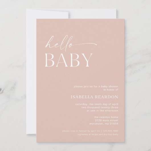 hallo Baby minimalistisch Baby shower Kaart (Voorkant)
