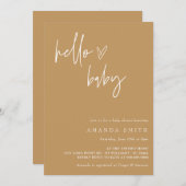 hallo Baby minimalistisch Baby shower Mustard Boho Kaart (Voorkant / Achterkant)