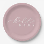 Hallo Baby Minimalistisch Baby shower Papieren Bordje (Voorkant)