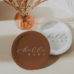 Hallo Baby Minimalistisch Baby shower Papieren Bordje<br><div class="desc">We voegen altijd elke week nieuwe design toe!</div>