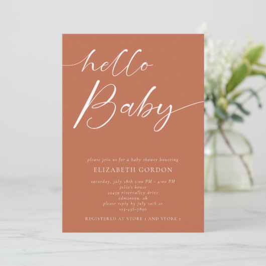 Hallo Baby minimalistisch boho-Baby shower voor ko Kaart (Staand voorkant)