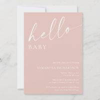 hallo baby minimalistisch donkerroze baby shower