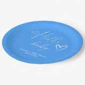 Hallo Baby Minimalistisch eenvoudig blauw Papieren Bordje (Gekanteld)