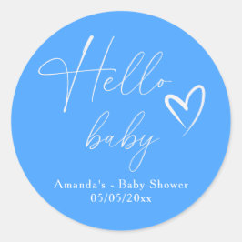 Hallo Baby Minimalistisch eenvoudig blauw Ronde Sticker