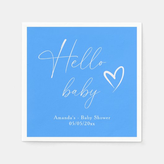 Hallo Baby Minimalistisch eenvoudig blauw Servet (Voorkant)