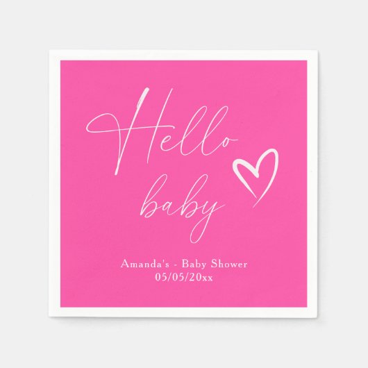 Hallo Baby Minimalistisch eenvoudig roze Servet (Voorkant)