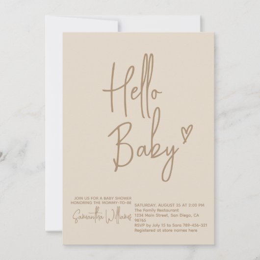 Hallo Baby Minimalistisch genderneutraal Baby show Kaart (Voorkant)