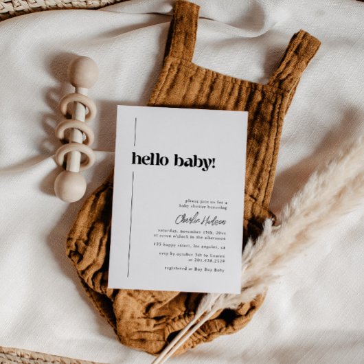 Hallo Baby Minimalistisch Retro Baby shower Kaart