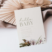 HALLO BABY | Minimalistisch Salie & Ivoor Baby sho Kaart