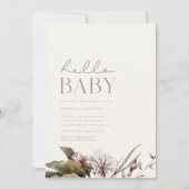 HALLO BABY | Minimalistisch Salie & Ivoor Baby sho Kaart (Voorkant)