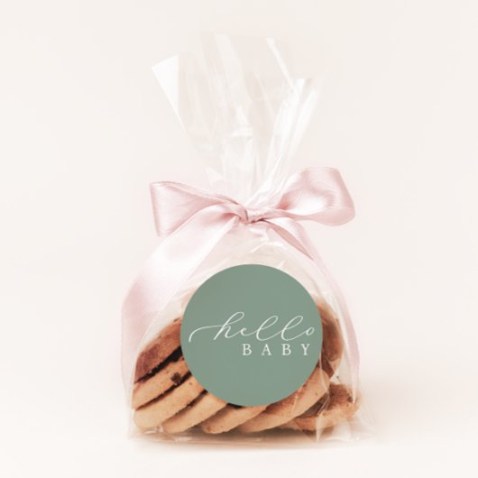 Hallo Baby Minimalistisch script Baby shower Ronde Sticker