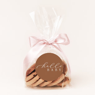 Hallo Baby Minimalistisch Script-Baby shower Ronde Sticker