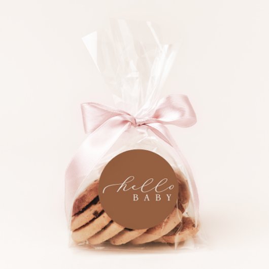 Hallo Baby Minimalistisch Script-Baby shower Ronde Sticker
