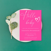 Hallo Baby Minimalistische Roze Meisje Baby Shower