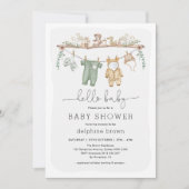 Hallo Baby Modern Boho Baby Kleren Neutrale Douche Kaart (Voorkant)