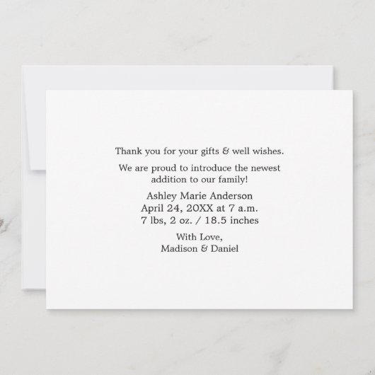 Hallo Baby Modern kalligrafiescript Heart Aankondiging (Achterkant)