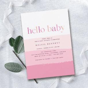 Hallo Baby   Modern Roze Ombre Meisje Baby shower Kaart