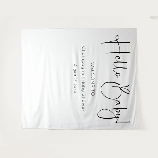 Hallo Baby Modern Script Baby shower Achtergrond Wandkleed (Voorkant (horizontaal))