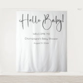Hallo Baby Modern Script Baby shower Achtergrond Wandkleed (Voorkant)