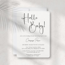 Hallo Baby Modern Script Baby shower Invitation