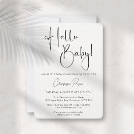 Hallo Baby Modern Script Baby shower Invitation Kaart