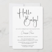 Hallo Baby Modern Script Baby shower Invitation Kaart (Voorkant)