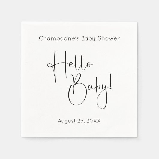 Hallo Baby Modern Script-Baby shower Servet (Voorkant)