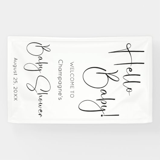 Hallo Baby Modern Script-Baby shower Spandoek (Horizontaal)